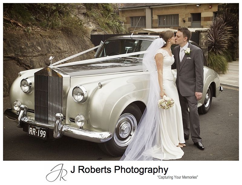 Couple in front of bridal car - sydney wedding photography 